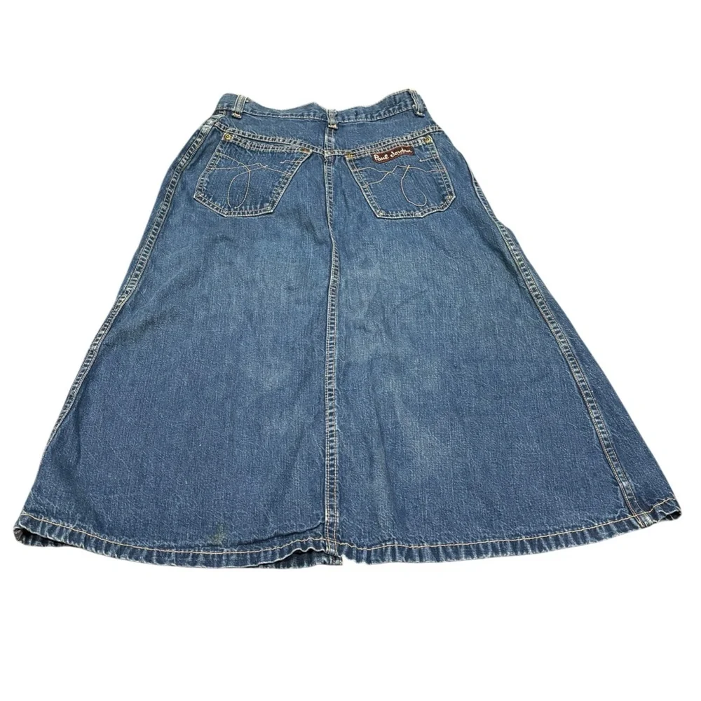 Denim A-Line Skirt long front slit y2k festival western casual coastal cowgirl